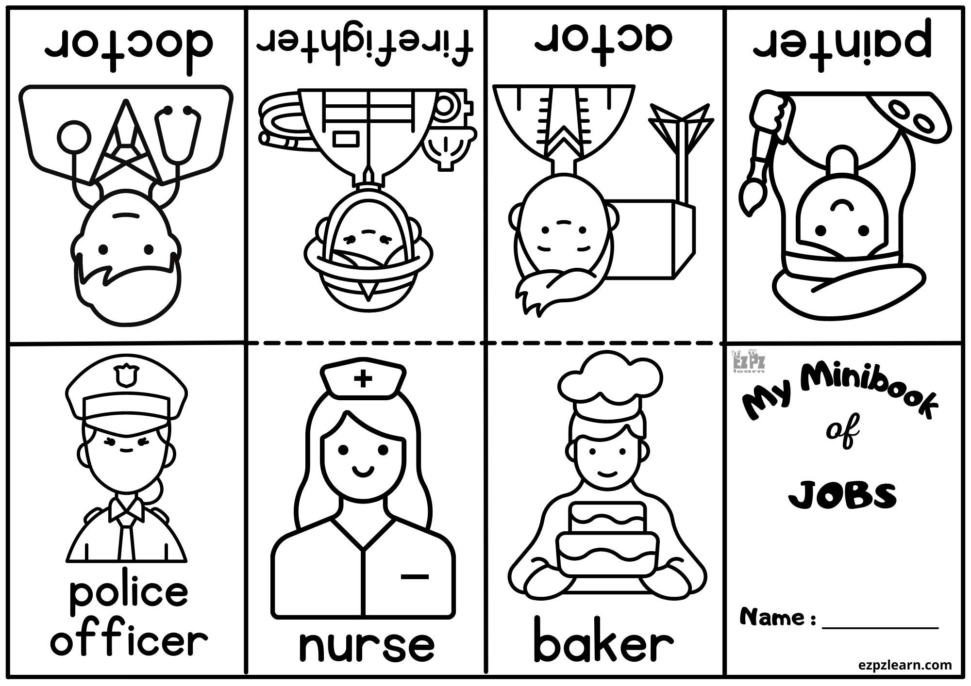 Mini Book Painter, Actor, Firefighter, Doctor, Police, Nurse and Baker